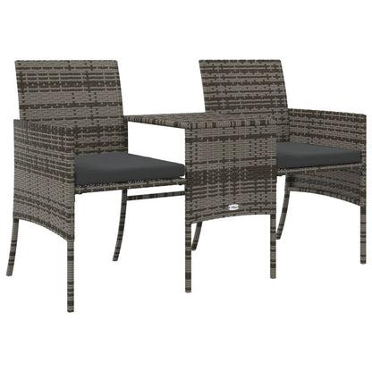 vidaXL Canapé de jardin 2 places avec table et tabourets gris résine tressée