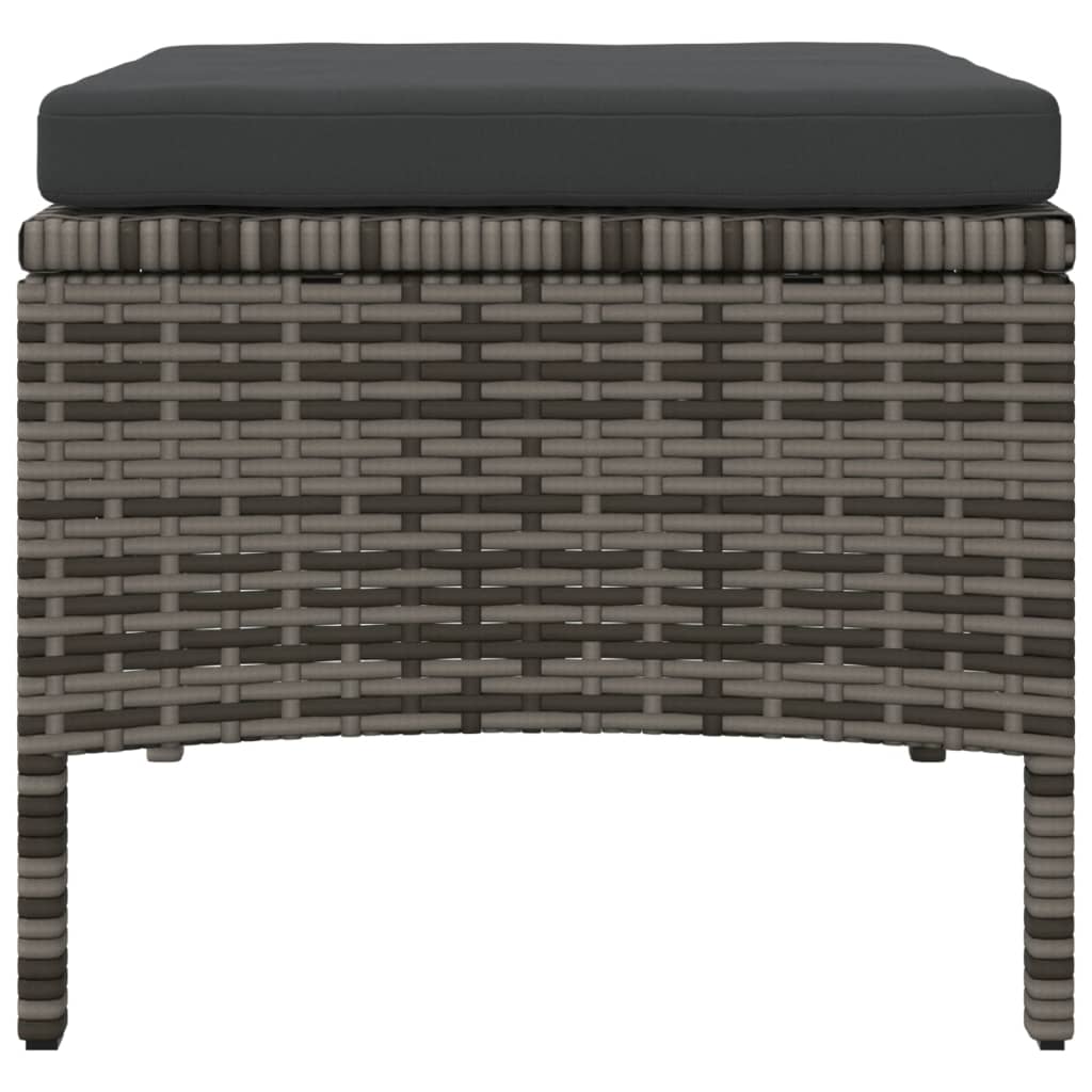 vidaXL Canapé de jardin 2 places avec table et tabourets gris résine tressée