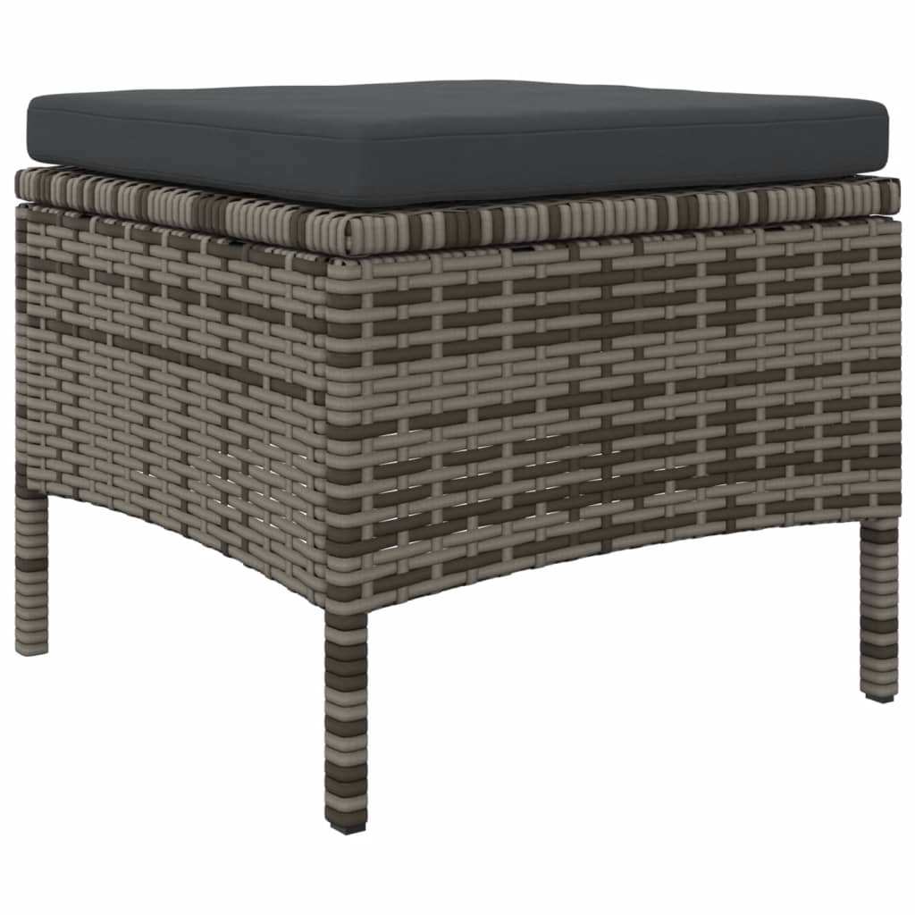vidaXL Canapé de jardin 2 places avec table et tabourets gris résine tressée