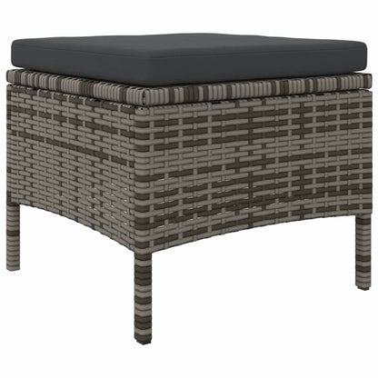 vidaXL Canapé de jardin 2 places avec table et tabourets gris résine tressée