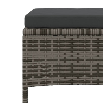 vidaXL Canapé de jardin 2 places avec table et tabourets gris résine tressée