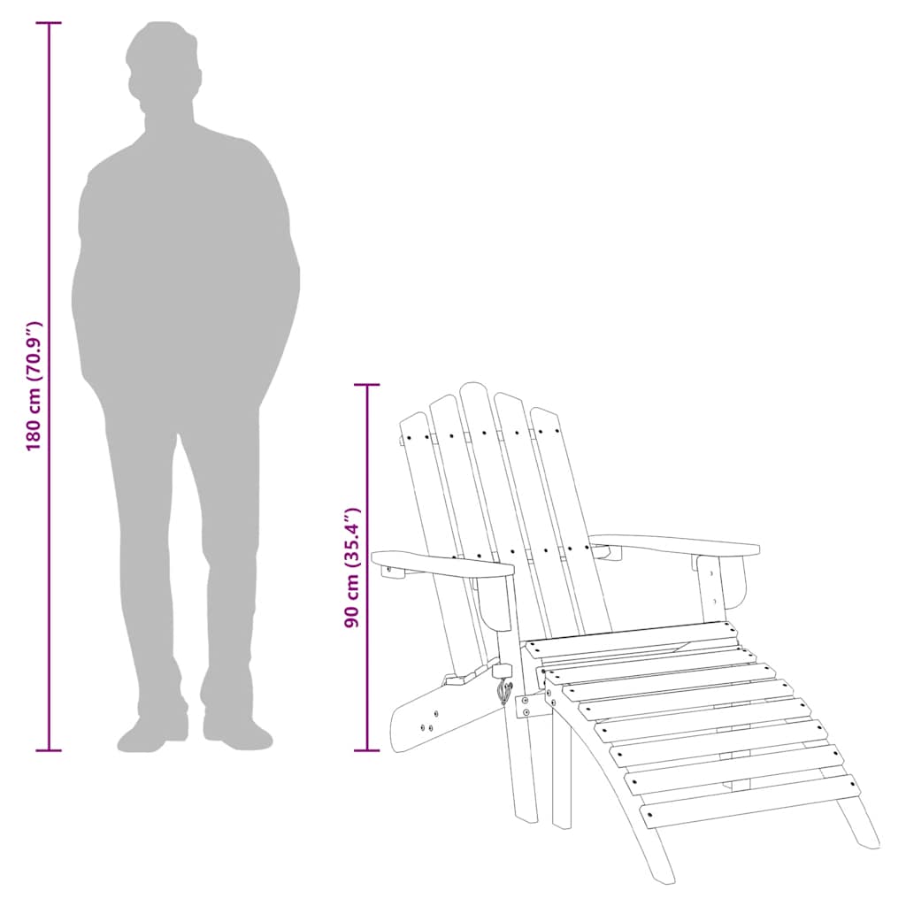 vidaXL Adirondack-Gartenstuhl mit Fußstütze Massivholz Akazie