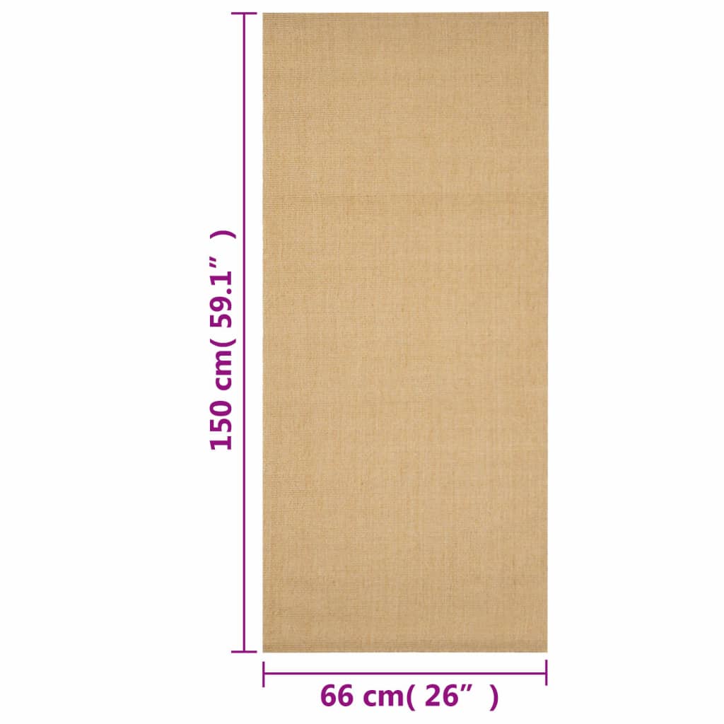 vidaXL Teppich Natur Sisal 66x150 cm