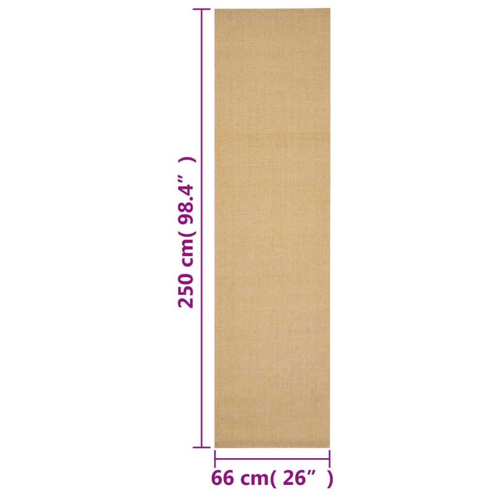 vidaXL Tapis en sisal naturel 66x250 cm