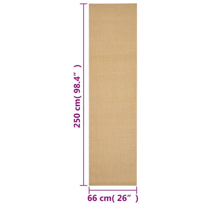 vidaXL Tapis en sisal naturel 66x250 cm