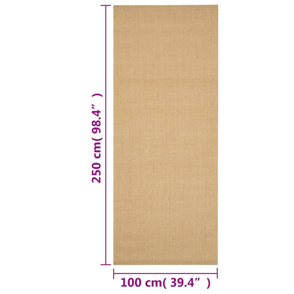 vidaXL Tapis en sisal naturel 100x250 cm