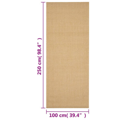 vidaXL Tapis en sisal naturel 100x250 cm
