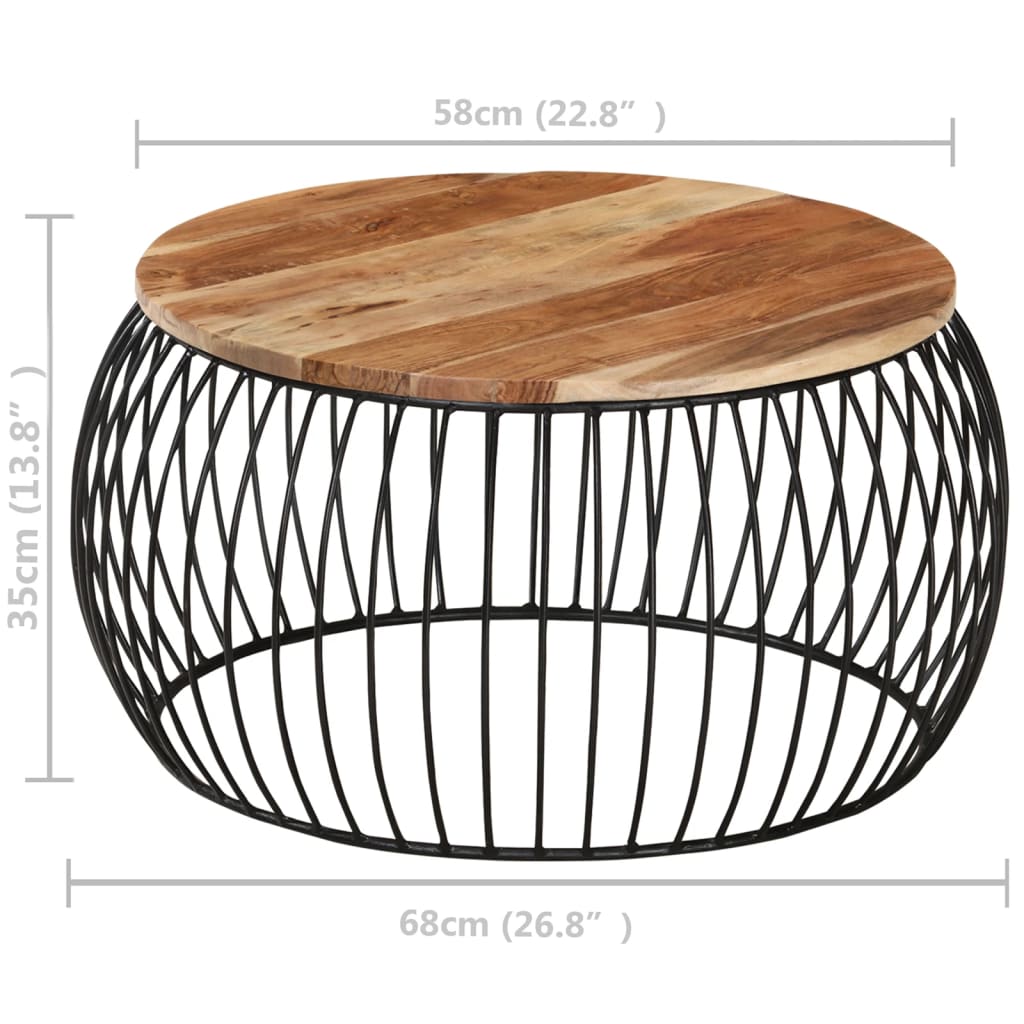 vidaXL Couchtisch Ø68 cm Massivholz Akazie