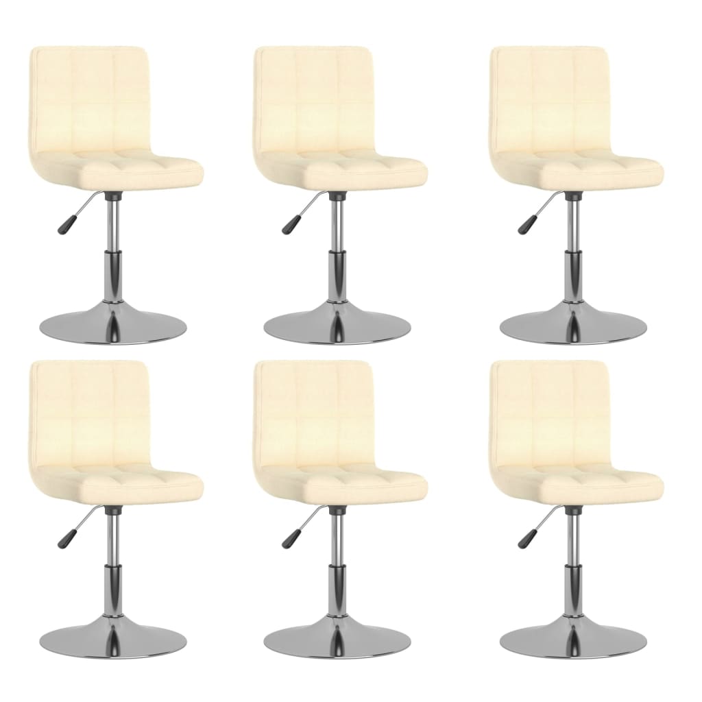 vidaXL Chaises de salle à manger pivotantes 6 pcs Crème Tissu