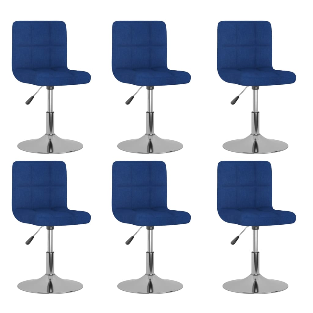vidaXL Chaises de salle à manger pivotantes 6 pcs Bleu Tissu