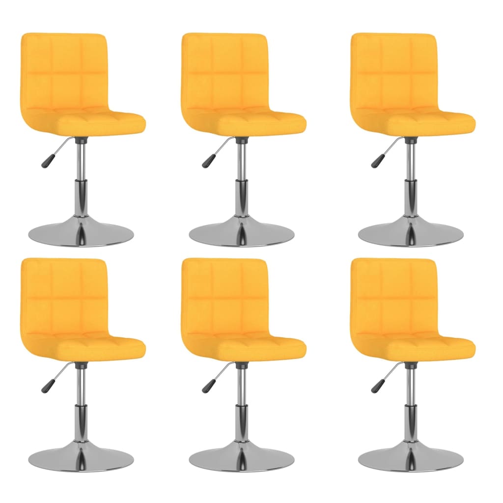 vidaXL Chaises de salle à manger pivotantes 6 pcs Jaune Tissu