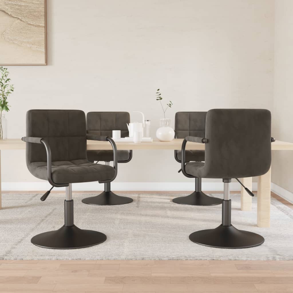 vidaXL Chaises de salle à manger 4 pcs pivotantes velours gris foncé
