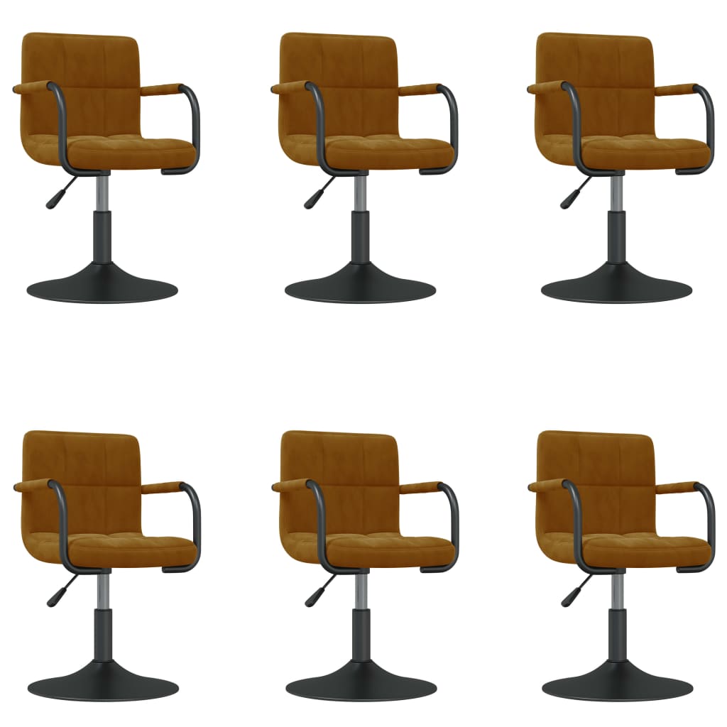 vidaXL Chaises de salle à manger pivotantes 6 pcs Marron Velours