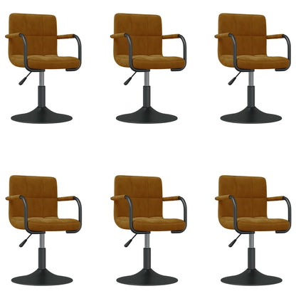 vidaXL Chaises de salle à manger pivotantes 6 pcs Marron Velours