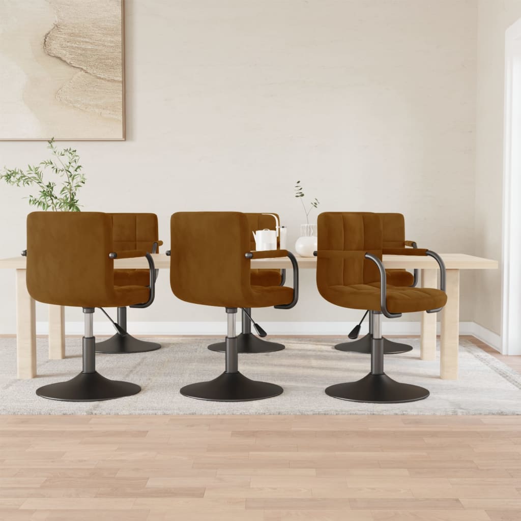 vidaXL Chaises de salle à manger pivotantes 6 pcs Marron Velours