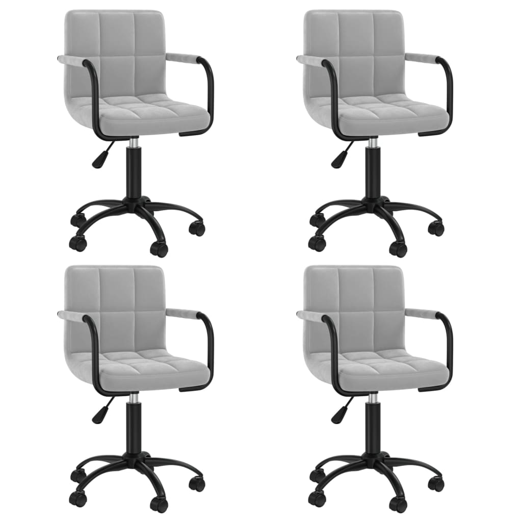 vidaXL Chaises de salle à manger 4 pcs pivotantes velours gris clair