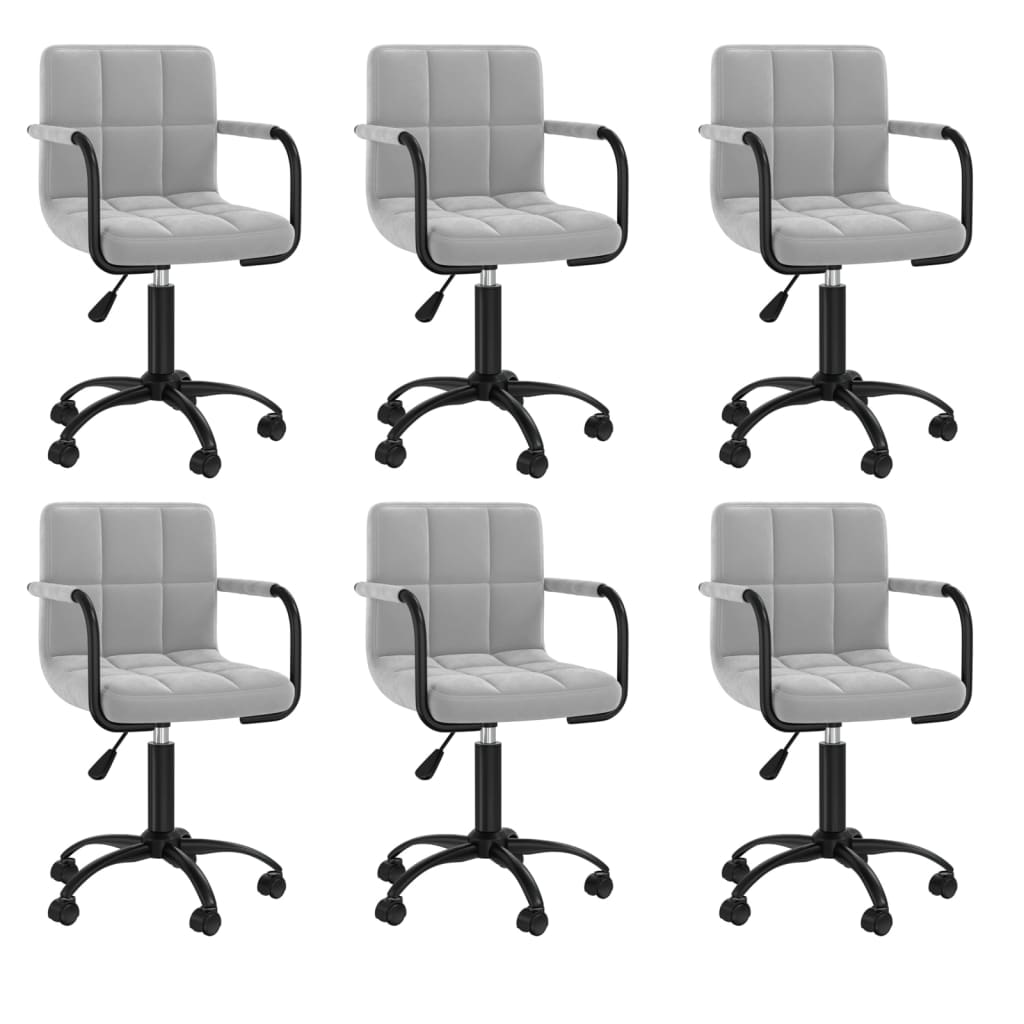 vidaXL Chaises de salle à manger pivotantes 6 pcs Gris clair Velours