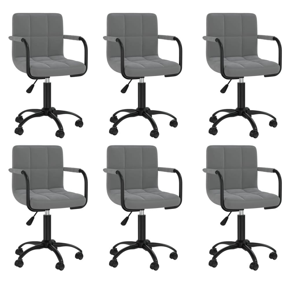 vidaXL Chaises de salle à manger 6 pcs. Pivotantes Velours Gris Foncé