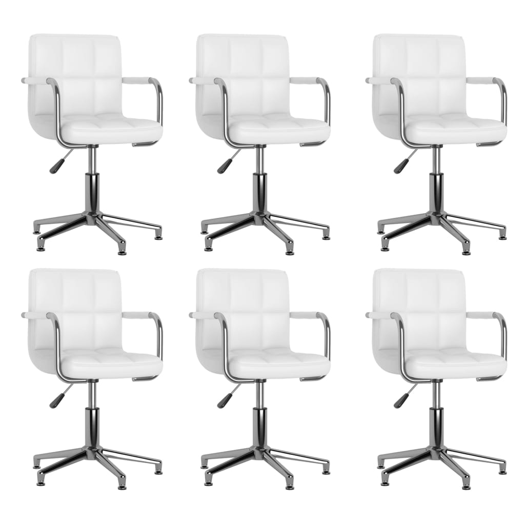 vidaXL Chaises de salle à manger pivotantes 6 pcs Blanches Similicuir