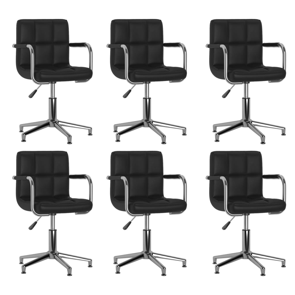 vidaXL Chaises de salle à manger pivotantes 6 pcs Similicuir Noir