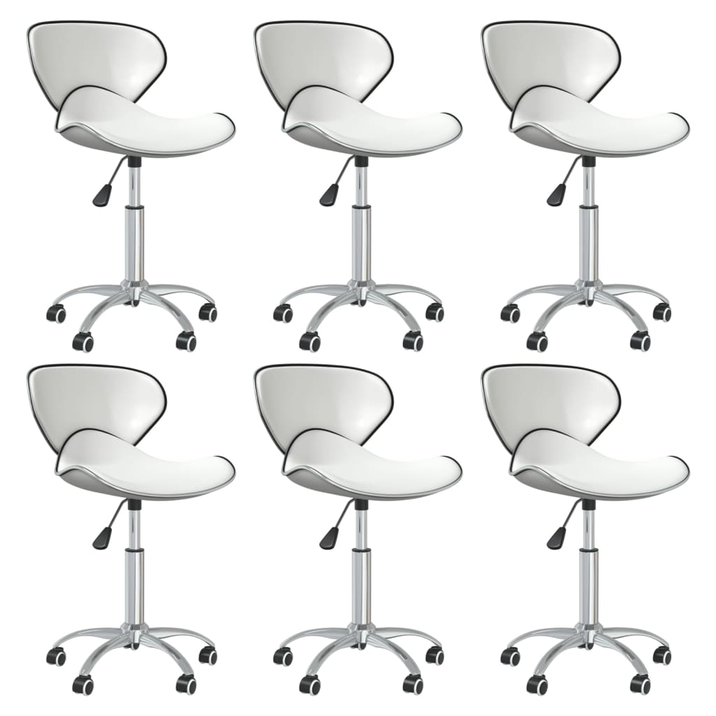 vidaXL Chaises de salle à manger pivotantes 6 pcs Blanches Similicuir