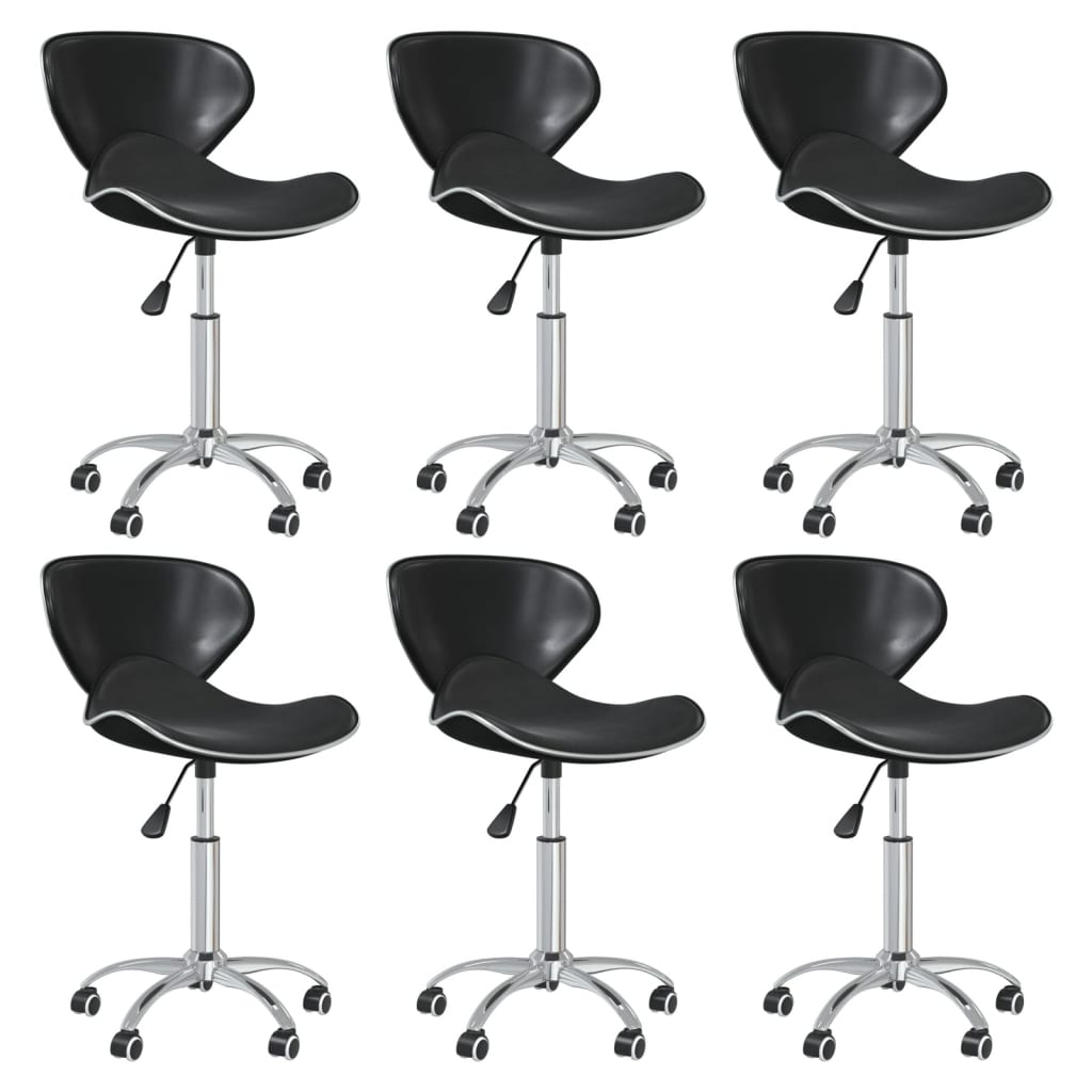 vidaXL Chaises de salle à manger 6 pcs pivotantes Noir Similicuir