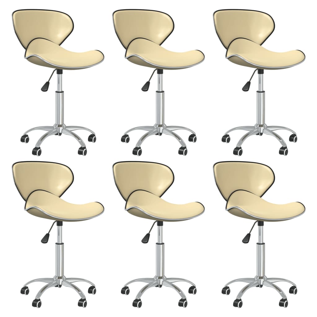vidaXL Chaises de salle à manger pivotantes 6 pcs Crème Similicuir