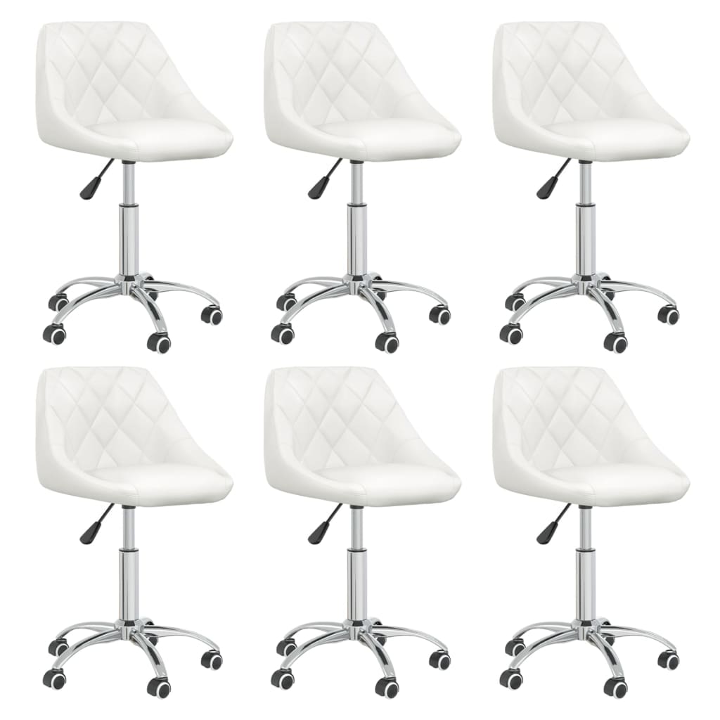 vidaXL Chaises de salle à manger pivotantes 6 pcs Blanches Similicuir