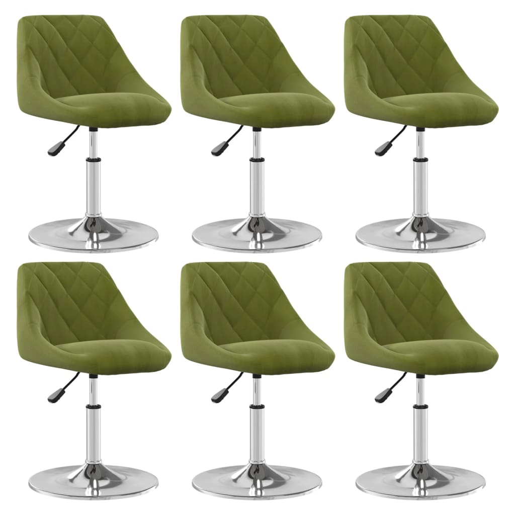 vidaXL Chaises de salle à manger 6 pcs pivotantes velours vert clair
