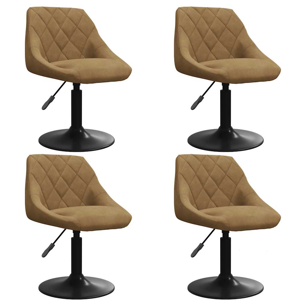 vidaXL Chaises de salle à manger pivotantes 4 pcs Velours marron