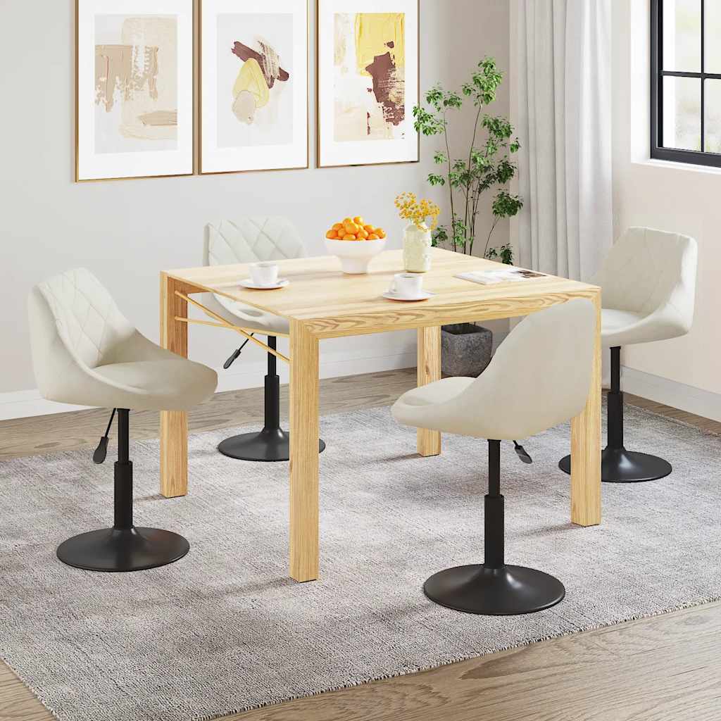 vidaXL Chaises de salle à manger 4 pcs Velours crème pivotantes