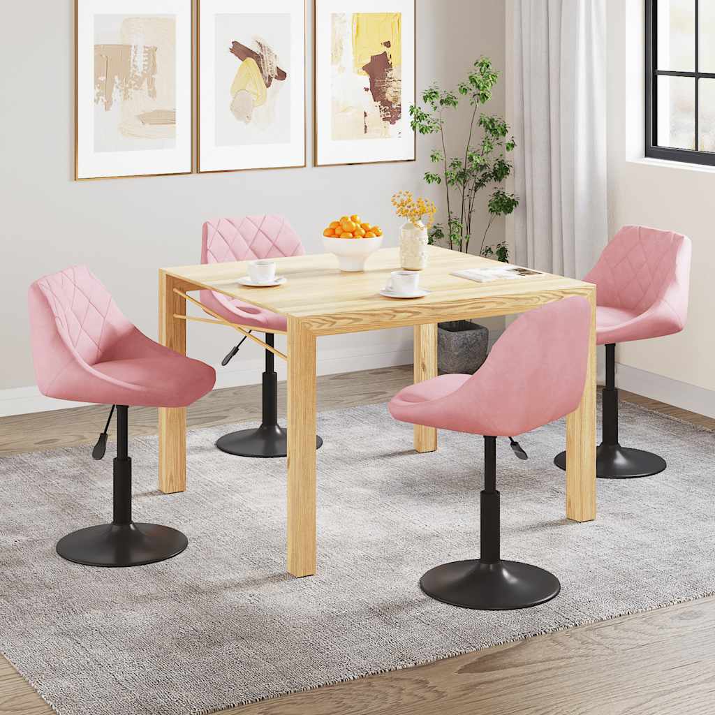 vidaXL Chaises de salle à manger 4 pcs pivotantes velours rose