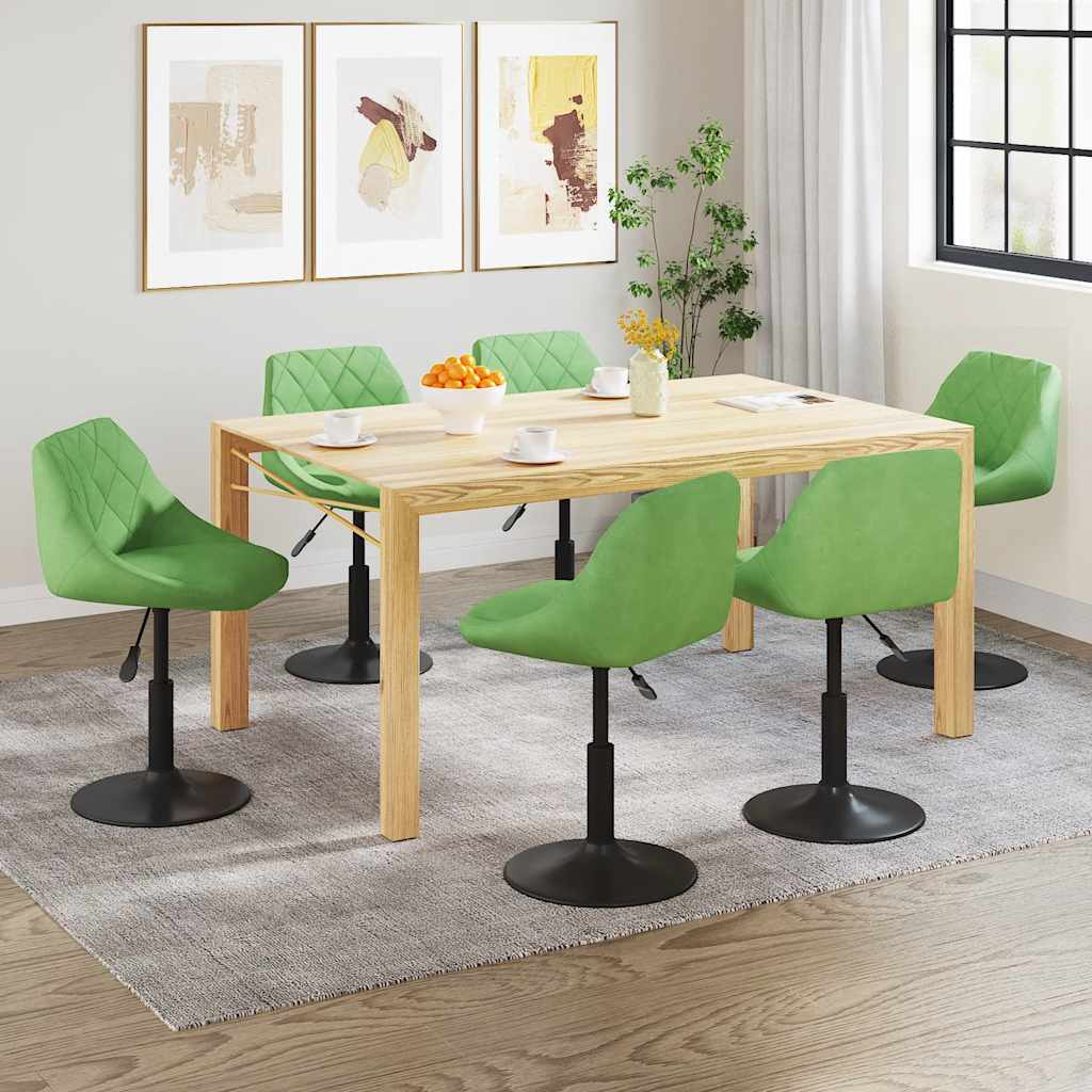 vidaXL Chaises de salle à manger 6 pcs pivotantes velours vert clair