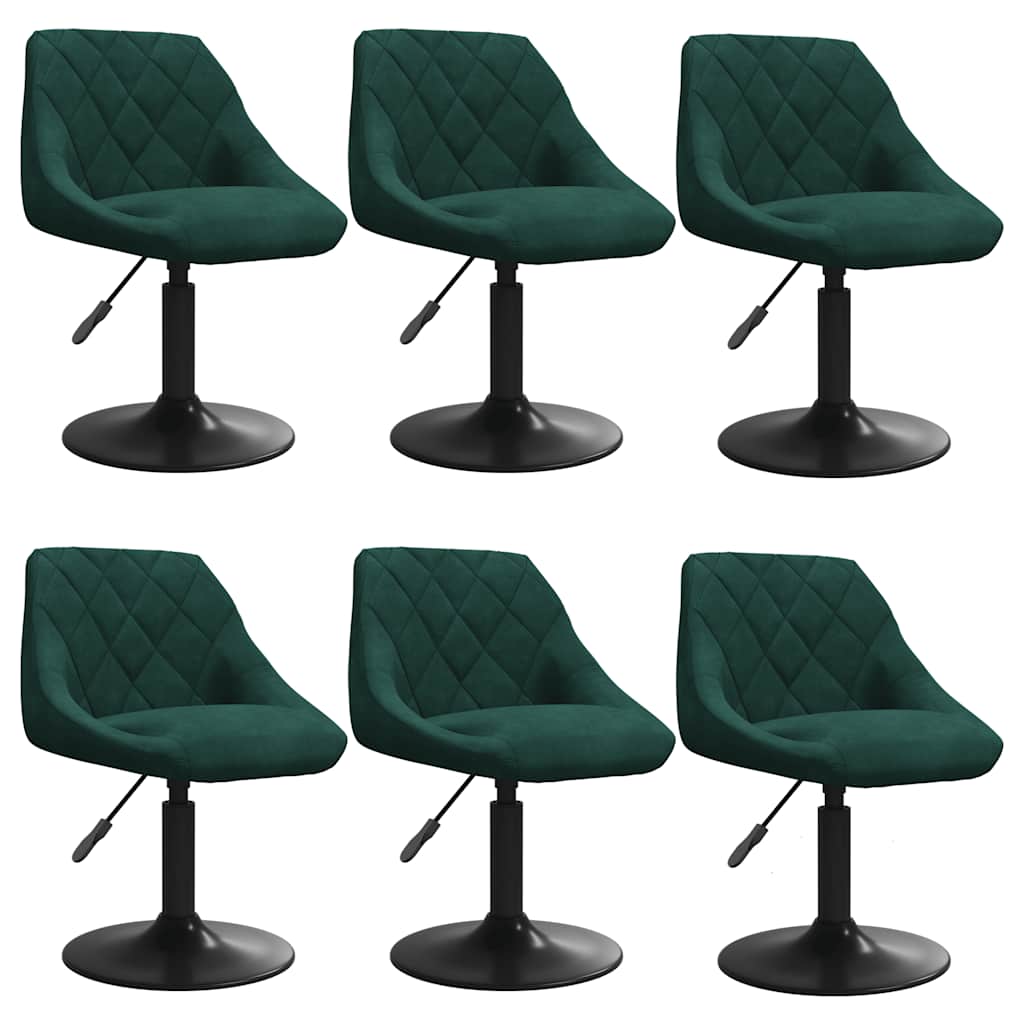 vidaXL Chaises de salle à manger pivotantes 6 pcs Velours vert foncé