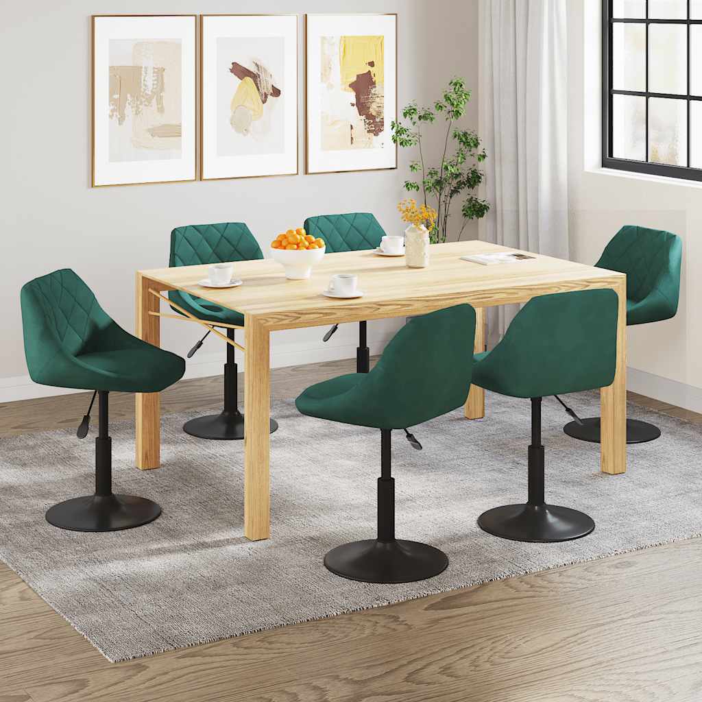 vidaXL Chaises de salle à manger pivotantes 6 pcs Velours vert foncé
