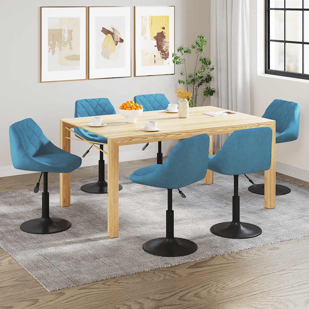 vidaXL Chaises de salle à manger 6 pcs pivotantes velours bleu