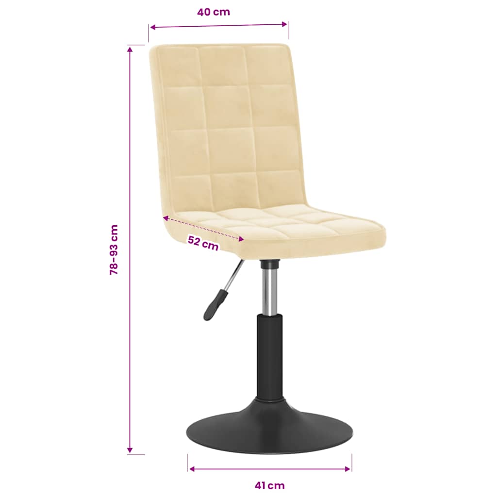 vidaXL Chaises de salle à manger 4 pcs Velours crème pivotantes