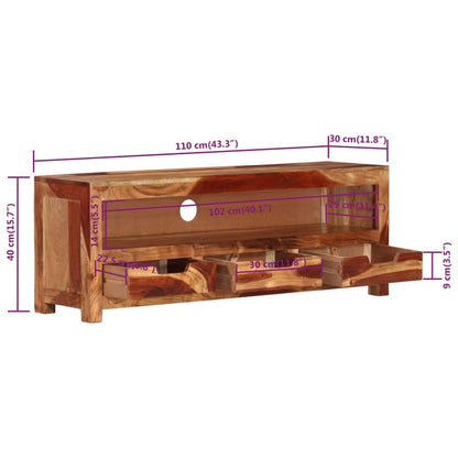 Meuble TV vidaXL 110x30x40 cm Bois d'acacia massif
