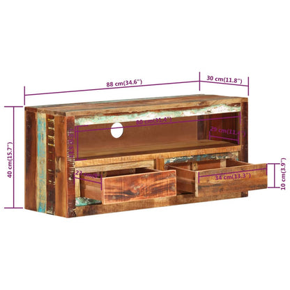 Meuble TV vidaXL 88x30x40 cm bois de récupération massif