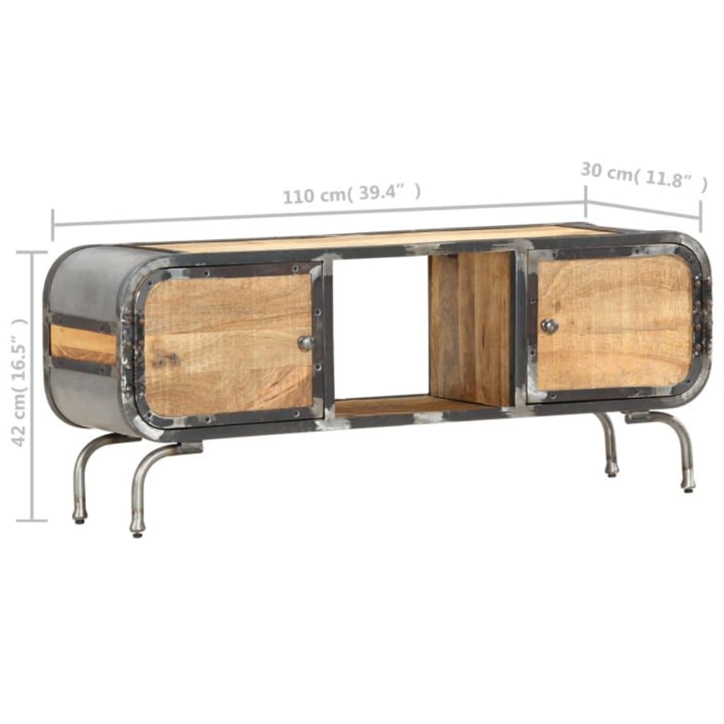 vidaXL Meuble TV 110x30x42 cm Bois de manguier massif
