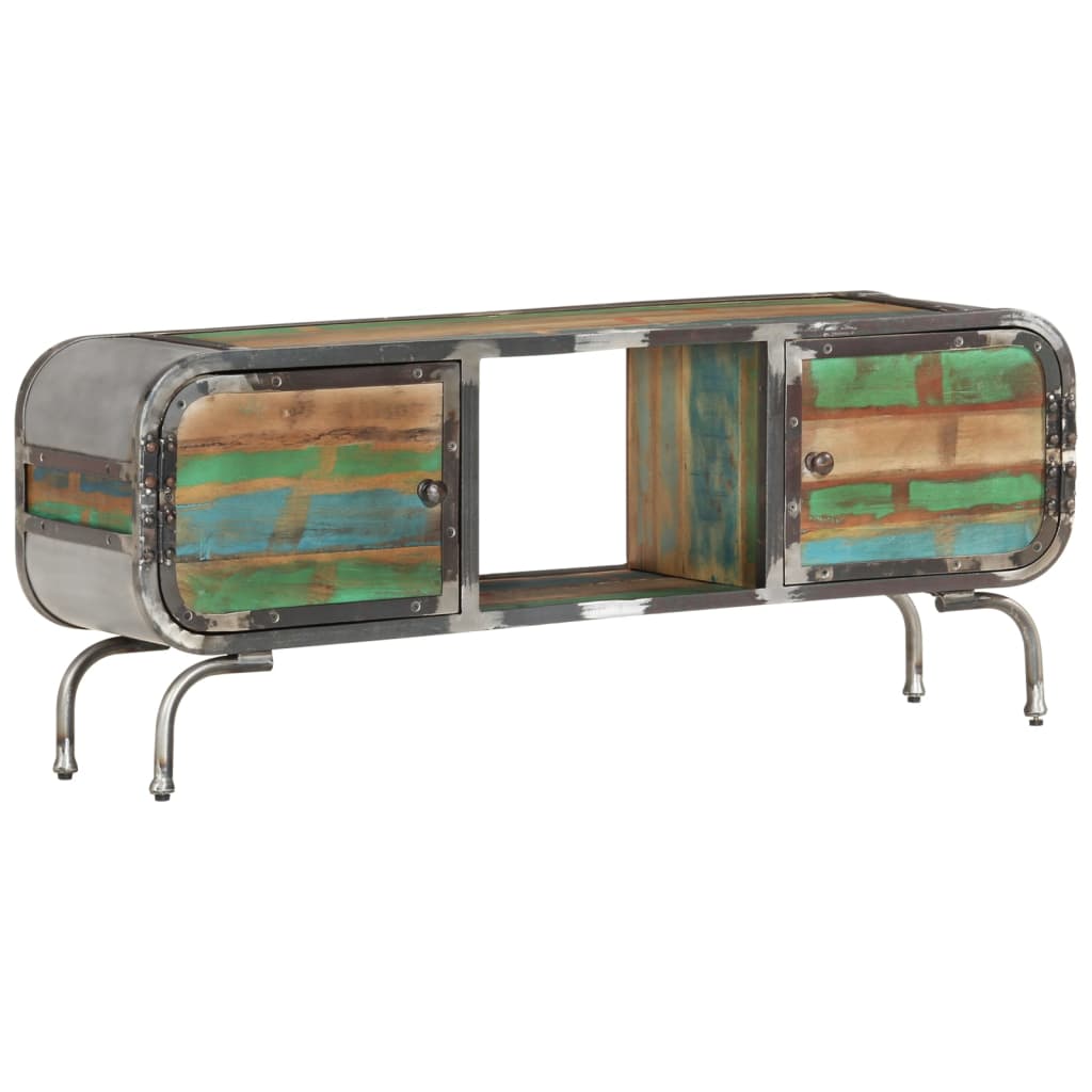 vidaXL Meuble TV multicolore 110x30x42 cm en bois de récupération massif