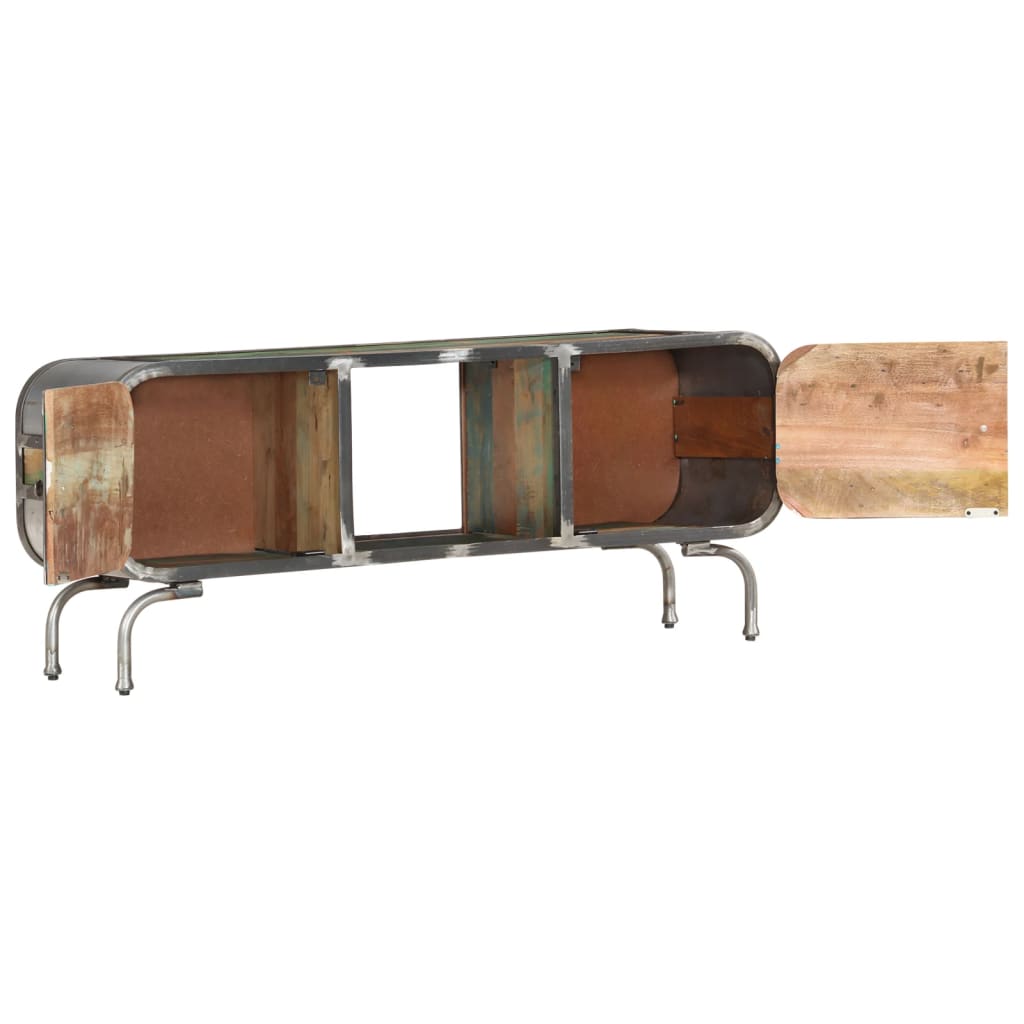vidaXL Meuble TV multicolore 110x30x42 cm en bois de récupération massif