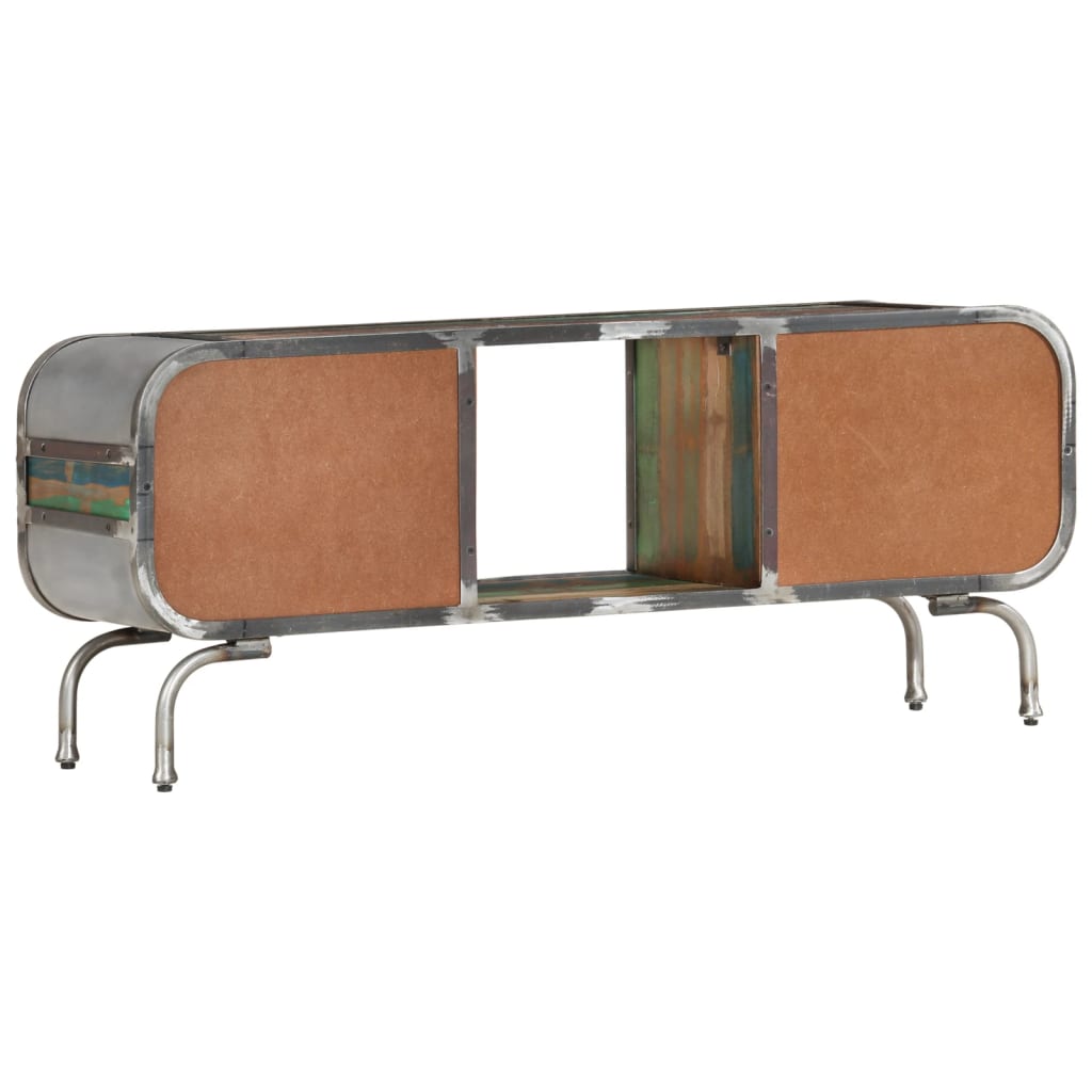 vidaXL Meuble TV multicolore 110x30x42 cm en bois de récupération massif