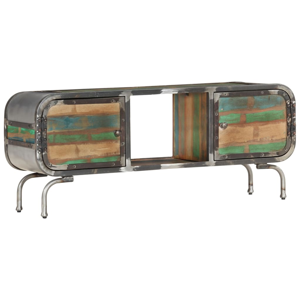 vidaXL Meuble TV multicolore 110x30x42 cm en bois de récupération massif