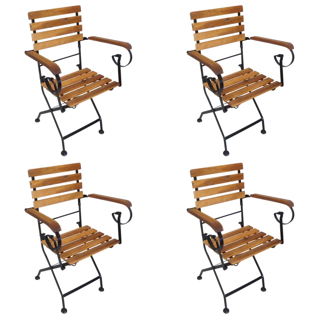 vidaXL Chaises de jardin pliantes 4 pcs Acier et bois d'acacia massif