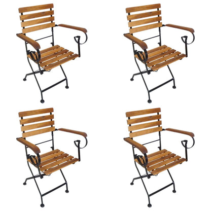 vidaXL Chaises de jardin pliantes 4 pcs Acier et bois d'acacia massif