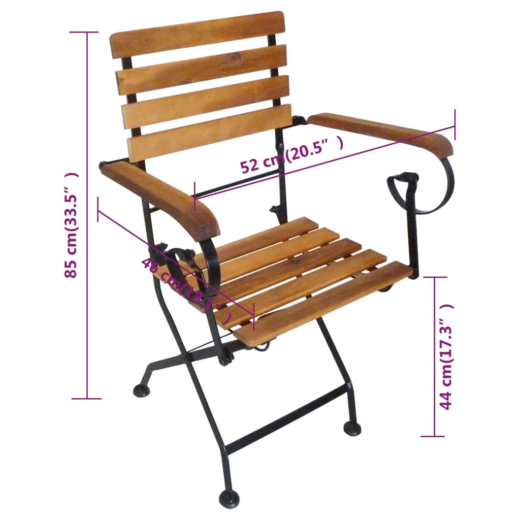vidaXL Chaises de jardin pliantes 4 pcs Acier et bois d'acacia massif