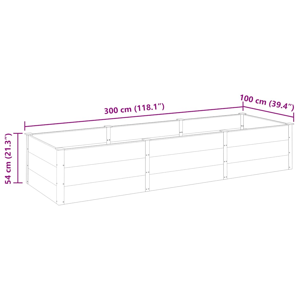 vidaXL Carré potager gris 300x100x54 cm WPC