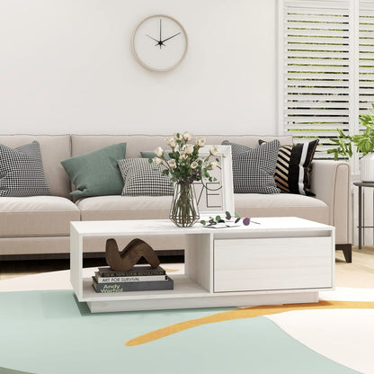 vidaXL Couchtisch Weiß 110x50x33,5 cm Massivholz Kiefer