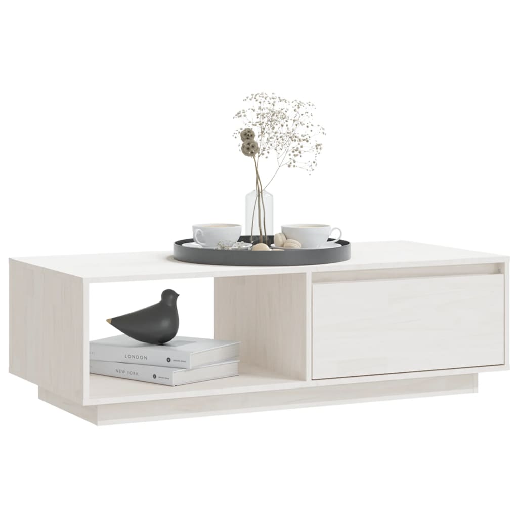 vidaXL Couchtisch Weiß 110x50x33,5 cm Massivholz Kiefer